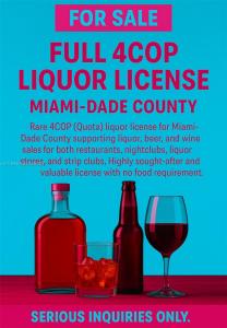 4COP Full Quota Liquor License, Miami, Florida 33139, USA