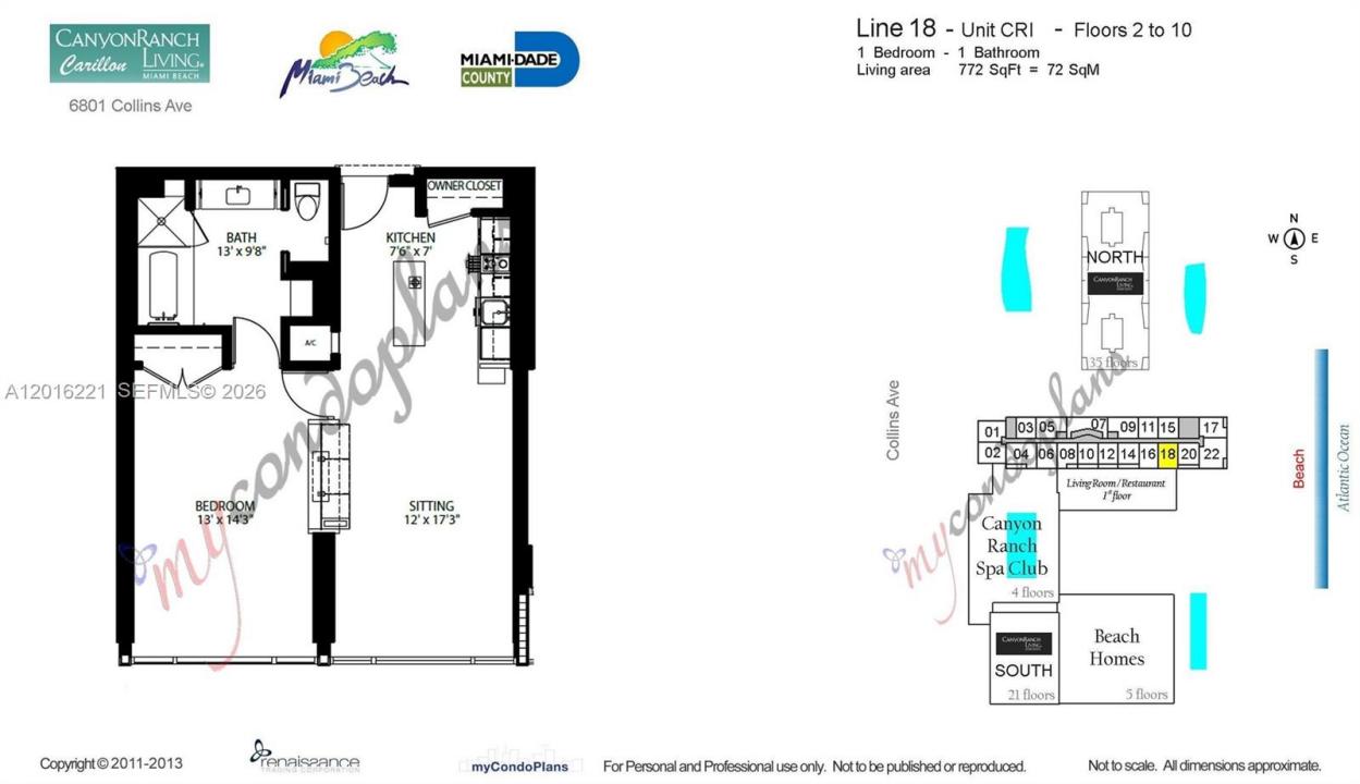 6801 Collins Ave 718 (deed 707), Miami Beach, Florida 33141, Stati Uniti