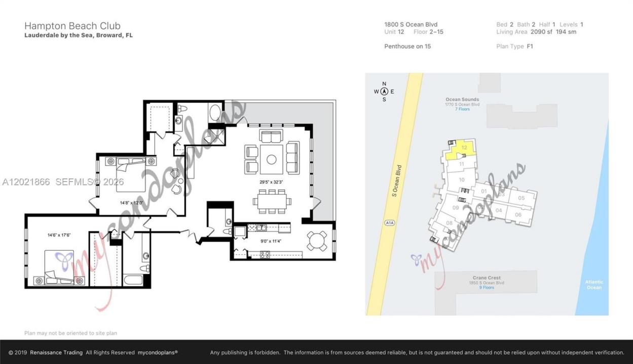 1800 S Ocean Blvd 1012, Lauderdale By The Sea, Floride 33062, États-Unis