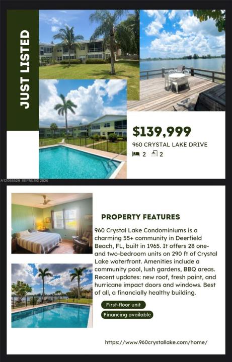 960 Crystal Lake Dr 114, Deerfield Beach, Floride 33064, États-Unis