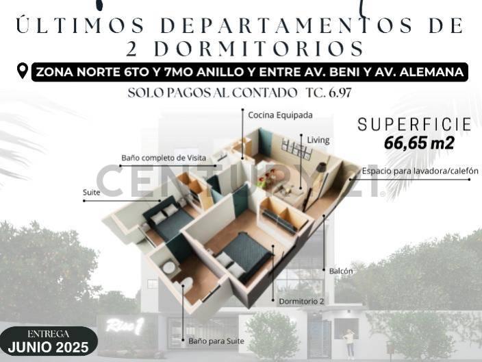 Departamentos de 2 Dormitorios en Preventa Condominio Rise Uno, 6to y 7mo anillo entre Av. , Norte, Santa Cruz 00001, Bolivia