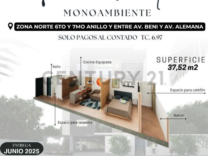 Monoambiente en Preventa Condominio Rise Uno, 6to y 7mo anillo entre Av. Beni y Av. Aleman , Norte, Santa Cruz 00001, Bolivia