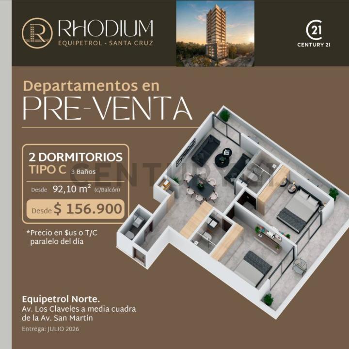 Edificio Rhodium, calle Los Claveles, Sirari Depto. 203, Equipetrol, Santa Cruz 00001, Bolivia